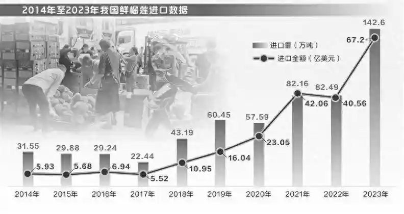 华东最大水果市场榴莲热销 一天交易额超1.5亿元