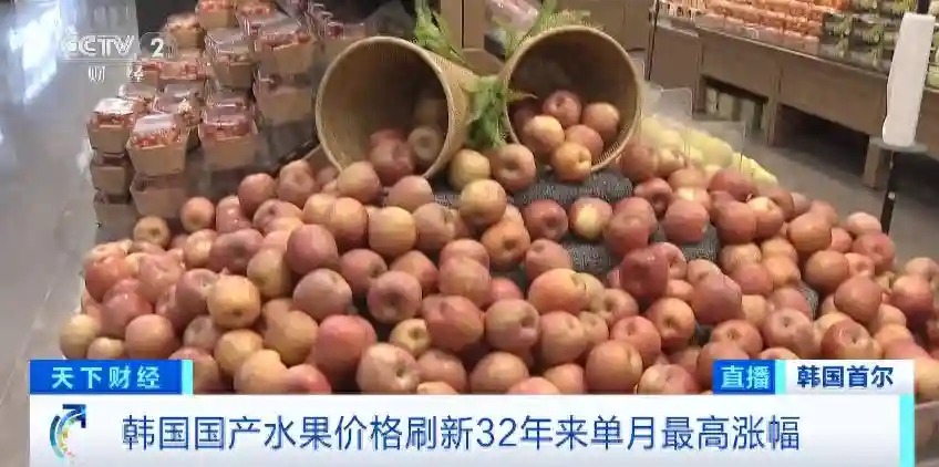 一颗苹果15元！韩国水果价格暴增超四成，创32年单月最高值